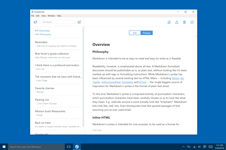 OneNote Alternative: Simplenote