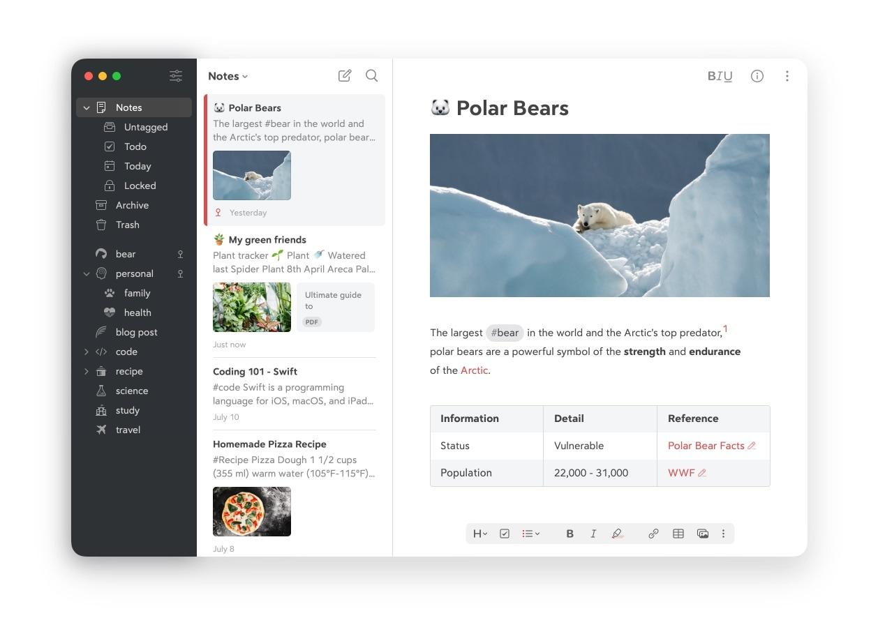 OneNote Alternative: Bear