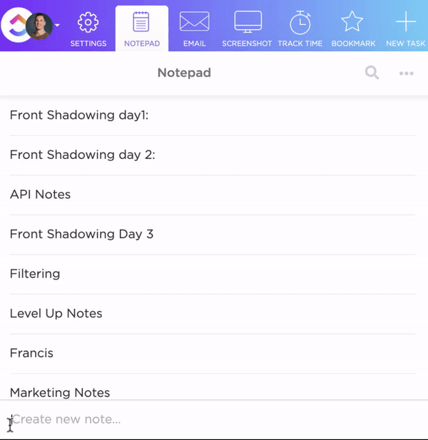 ClickUp’s Notepad Solutions : Note Taking Templates